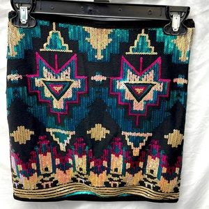 J & M clothing Sequined & lined Mini skirt ladies sz S